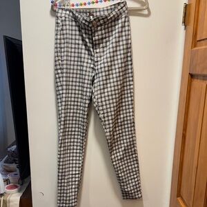 Free People Yellow and Black Plaid Pants